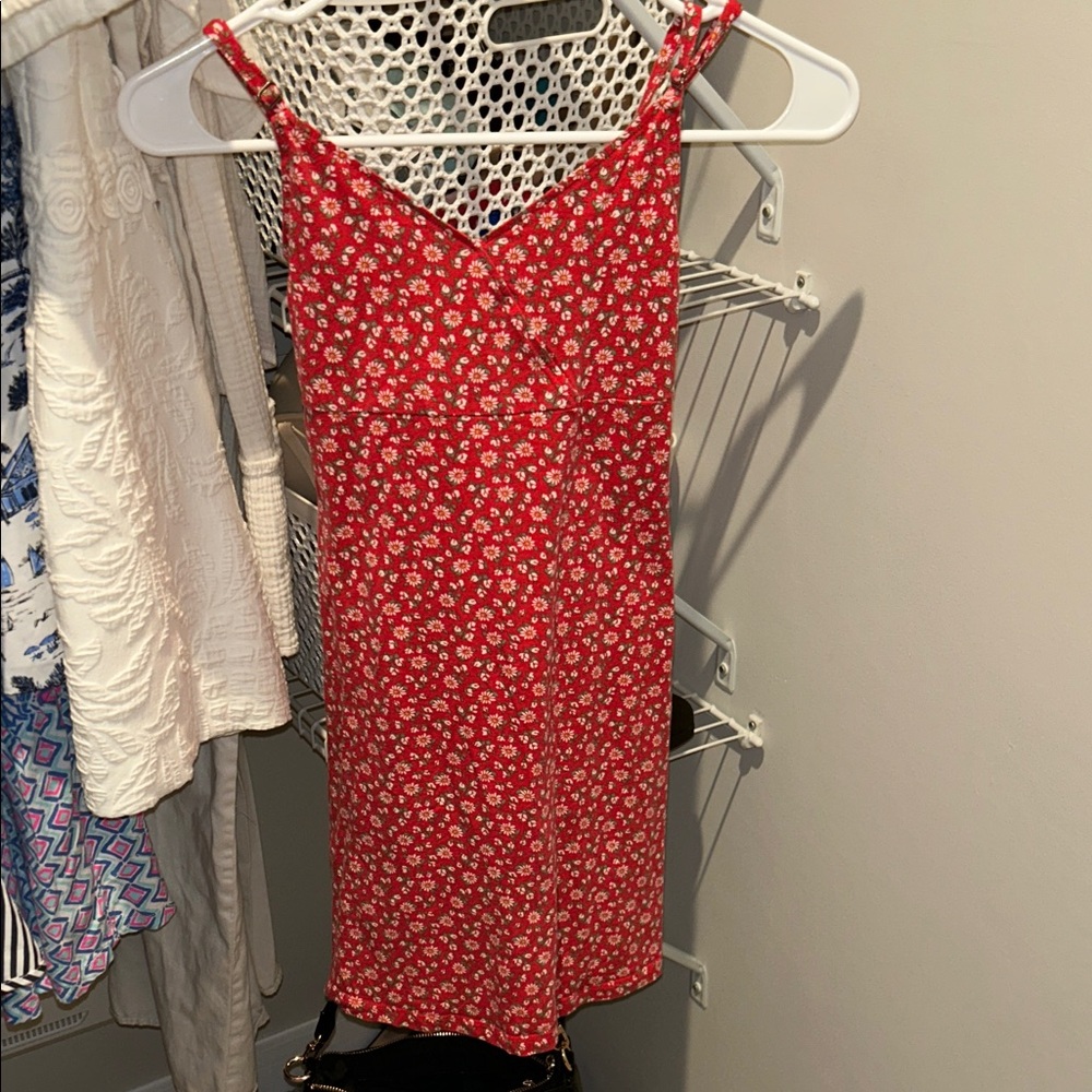 Hollister Red and White Floral Dress XXS